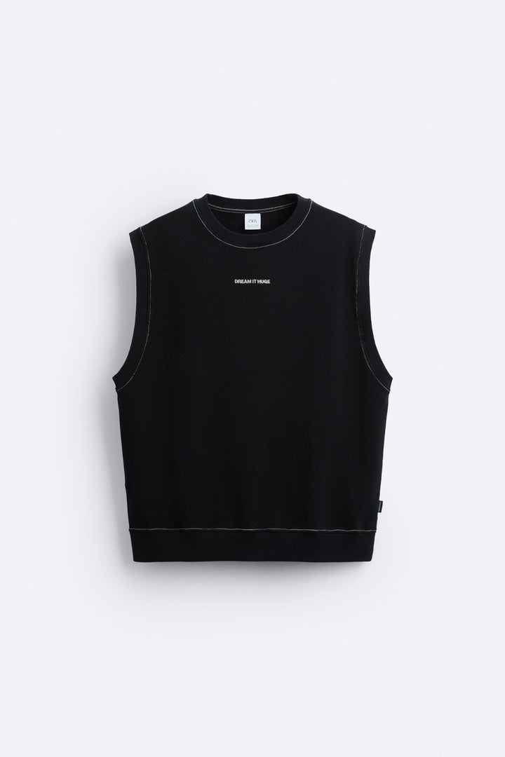 ZARA SWEATSHIRT WITH EMBROIDERED SLOGAN