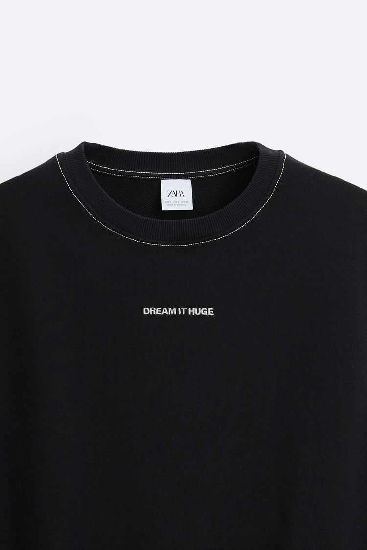ZARA SWEATSHIRT WITH EMBROIDERED SLOGAN