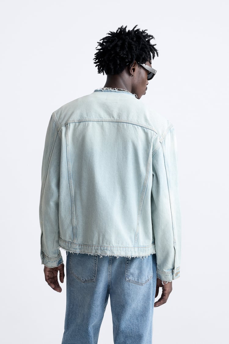 ZARA DENIM JACKET WITH IRREGULAR TRIMS