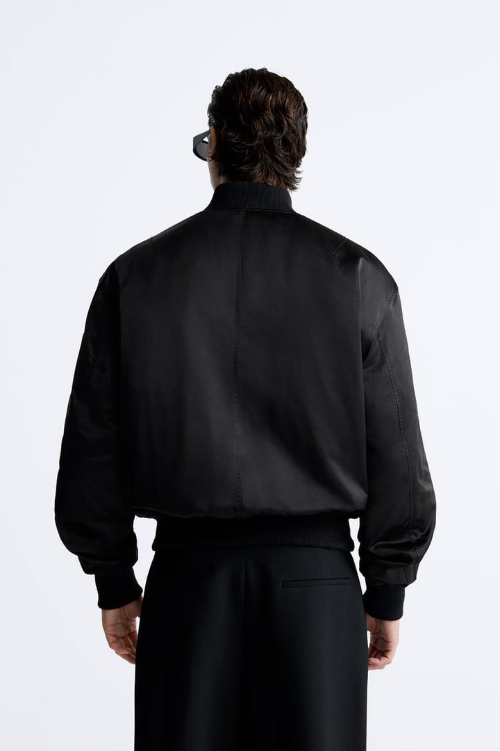 ZARA TECHNICAL BOMBER JACKET BLACK