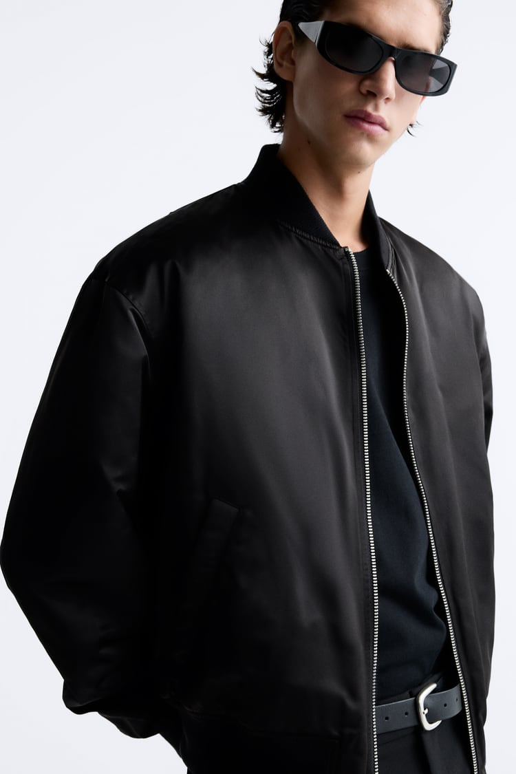 ZARA TECHNICAL BOMBER JACKET BLACK