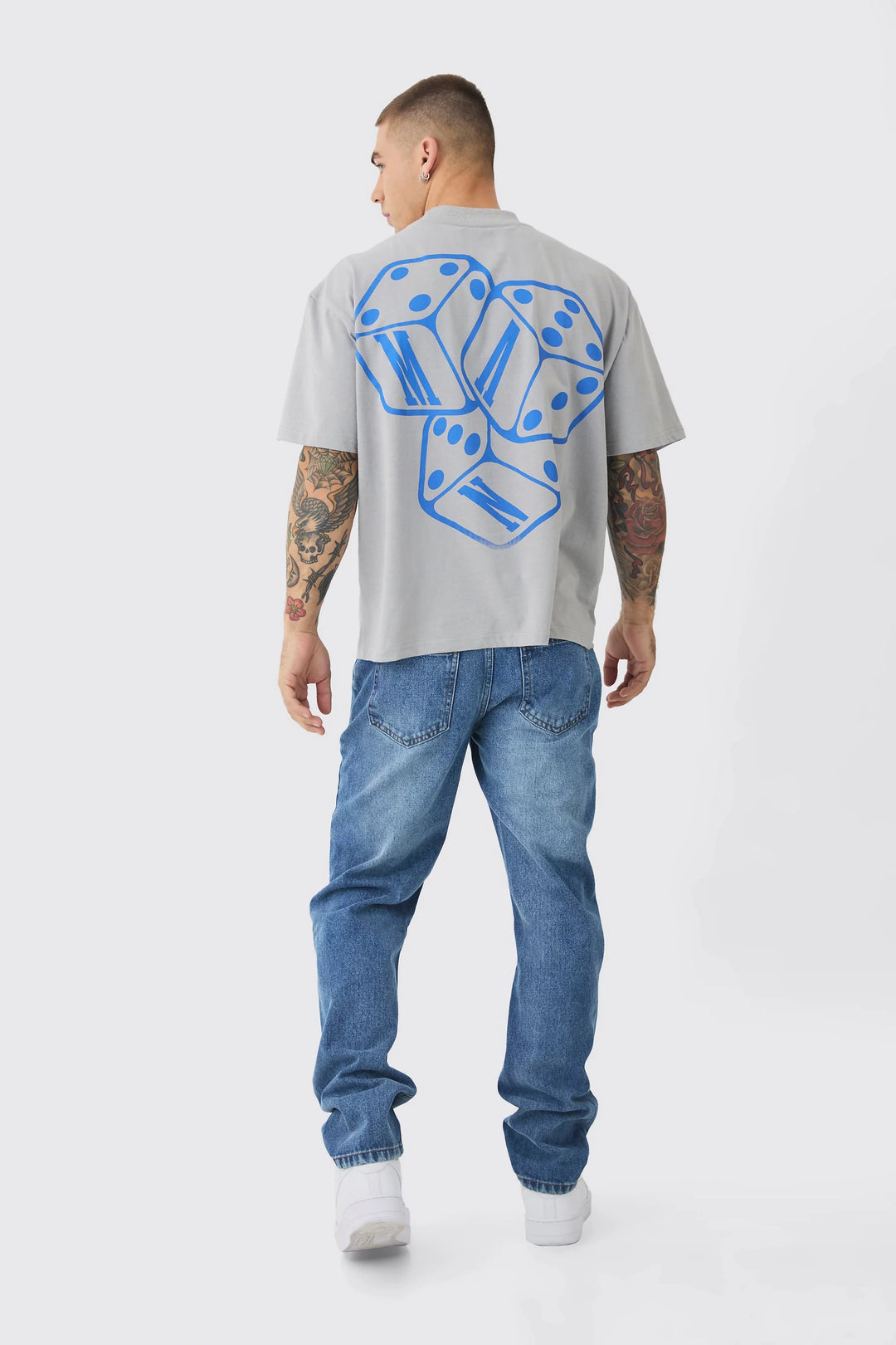 BOOHOOMAN STRAIGHT RIGID JEAN IN MID BLUE