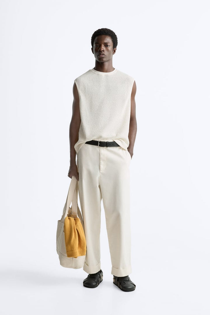 ZARA CROCHET TANK TOP ECRU