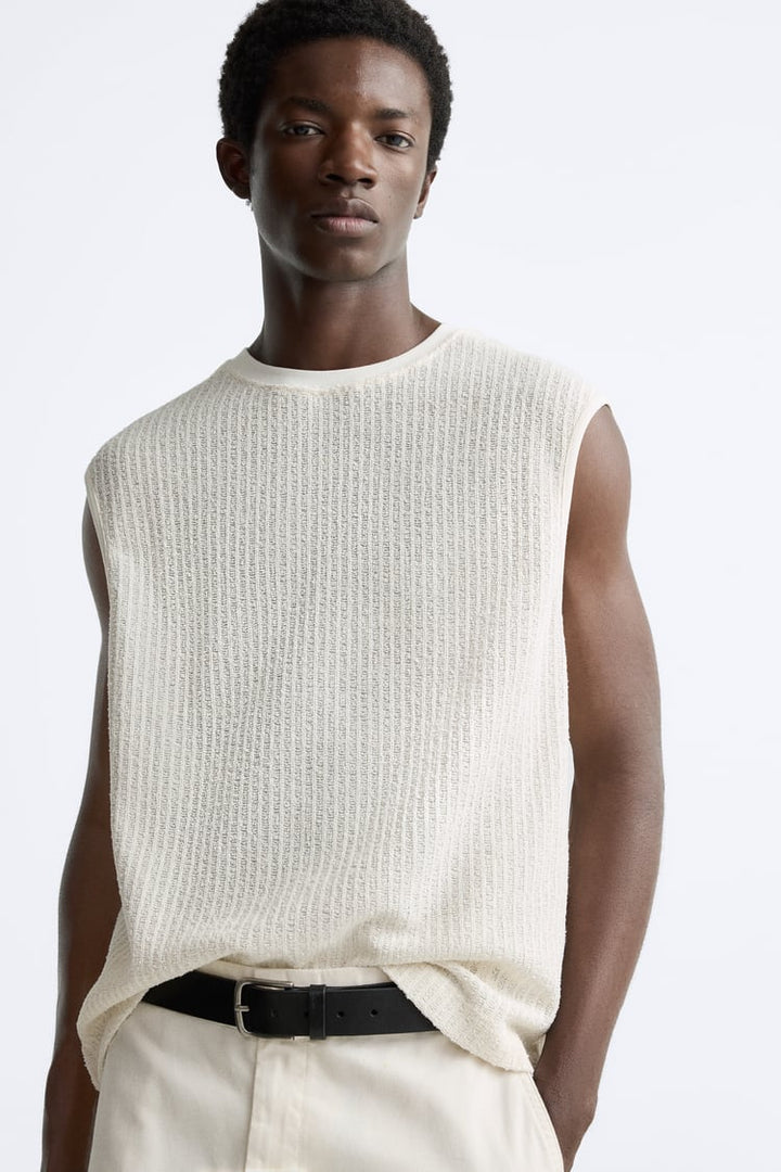 ZARA CROCHET TANK TOP ECRU