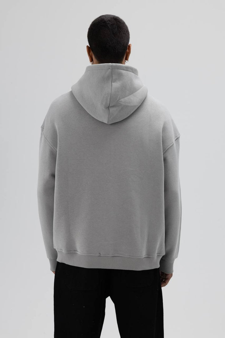 Essence of Life Heavyweight Zip through Hoodie in Grey