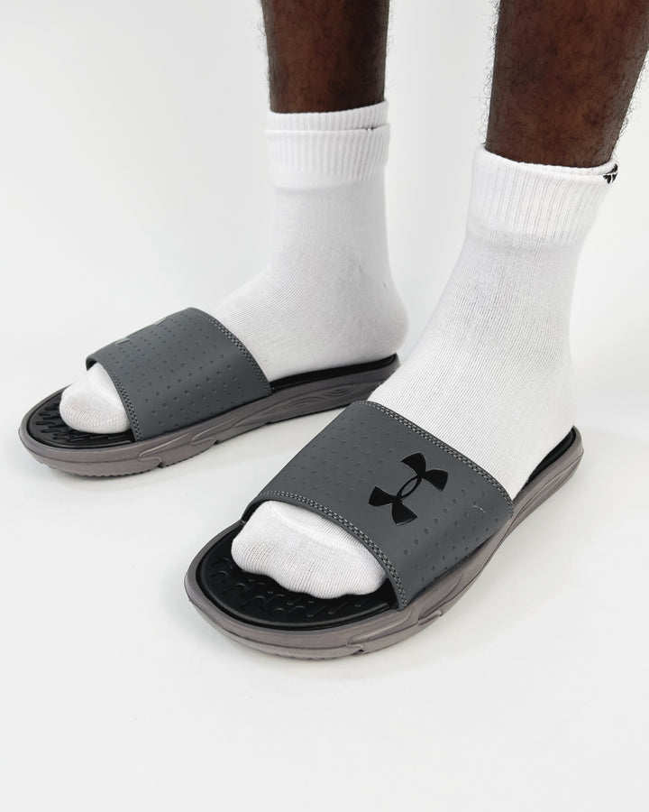 Under Amour Playmaker Slides in grey