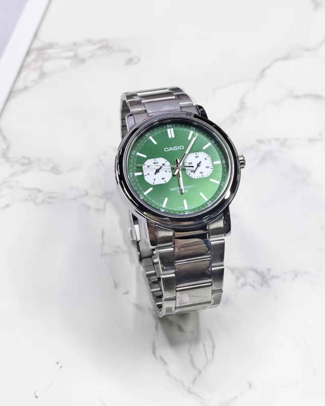 CASIO MTP-E335D-3EV Watch in green dial