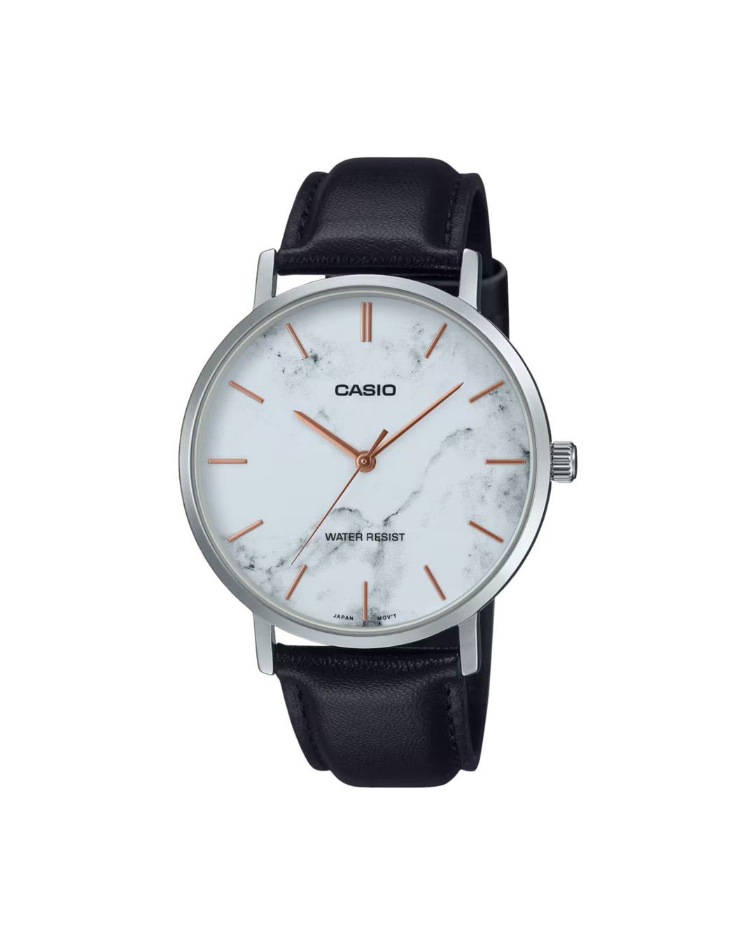 CASIO MTP-VT01LM-7A Leather Watch with Marble Dial
