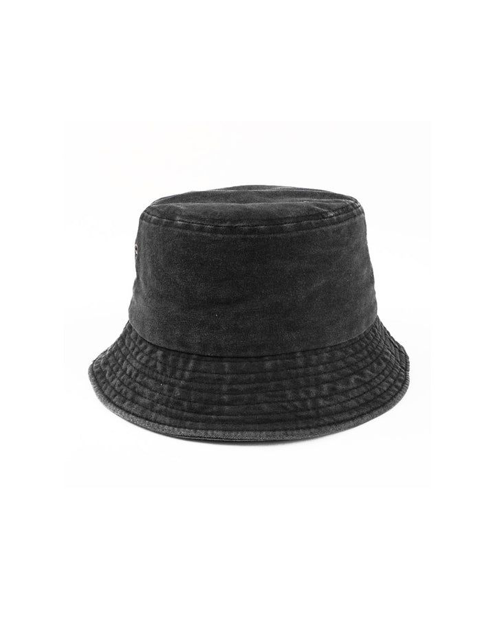 Washed denim bucket hat in black