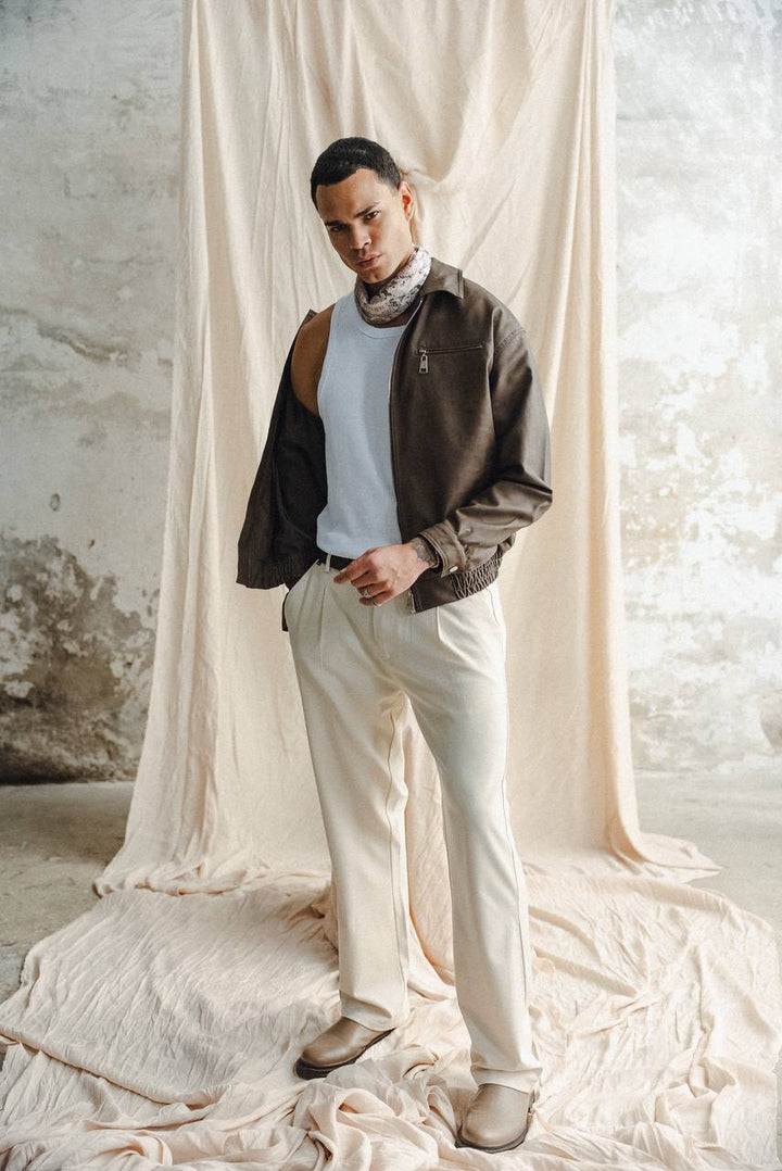 Retro Club Bomber Jacket in Brown