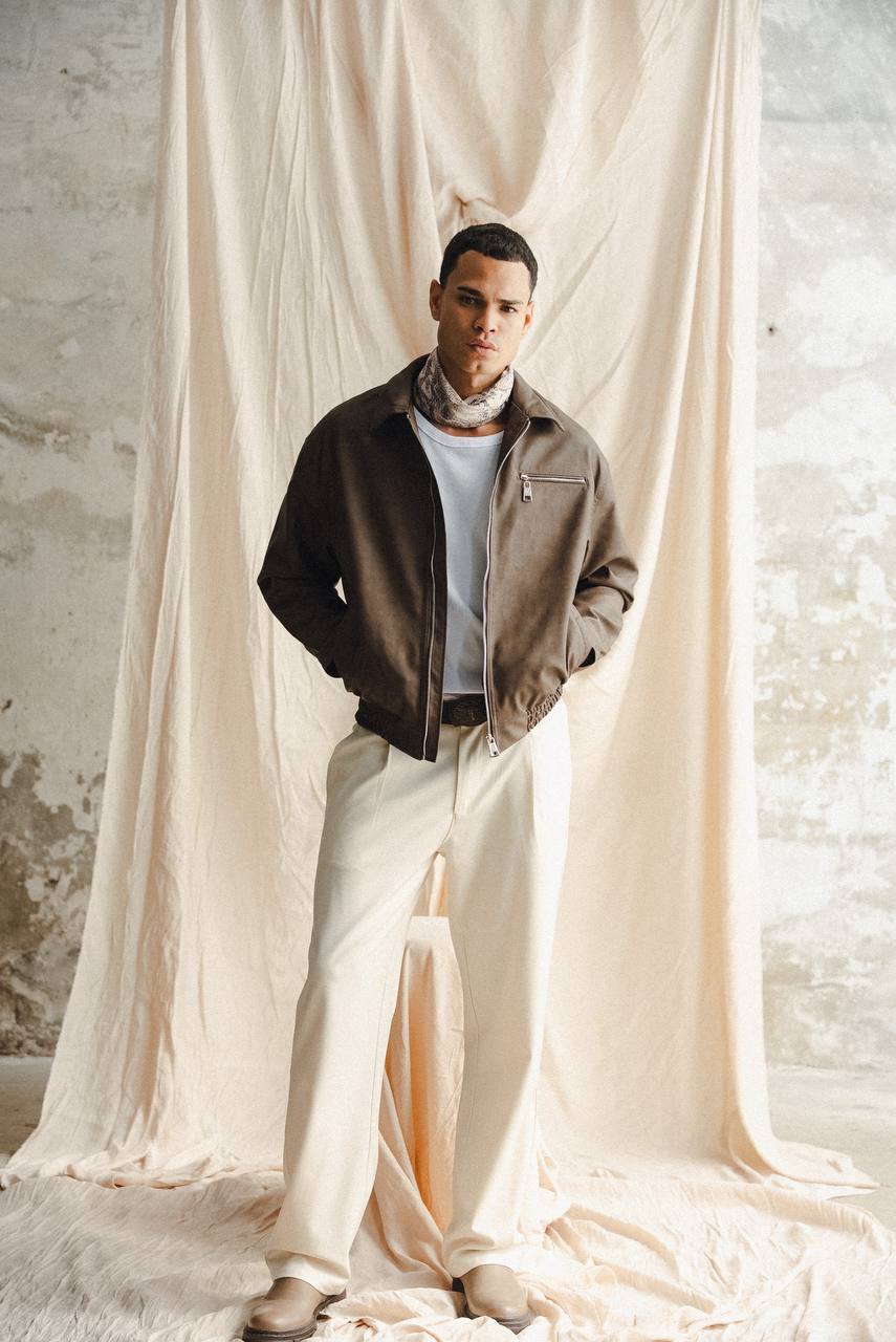 Retro Club Bomber Jacket in Brown