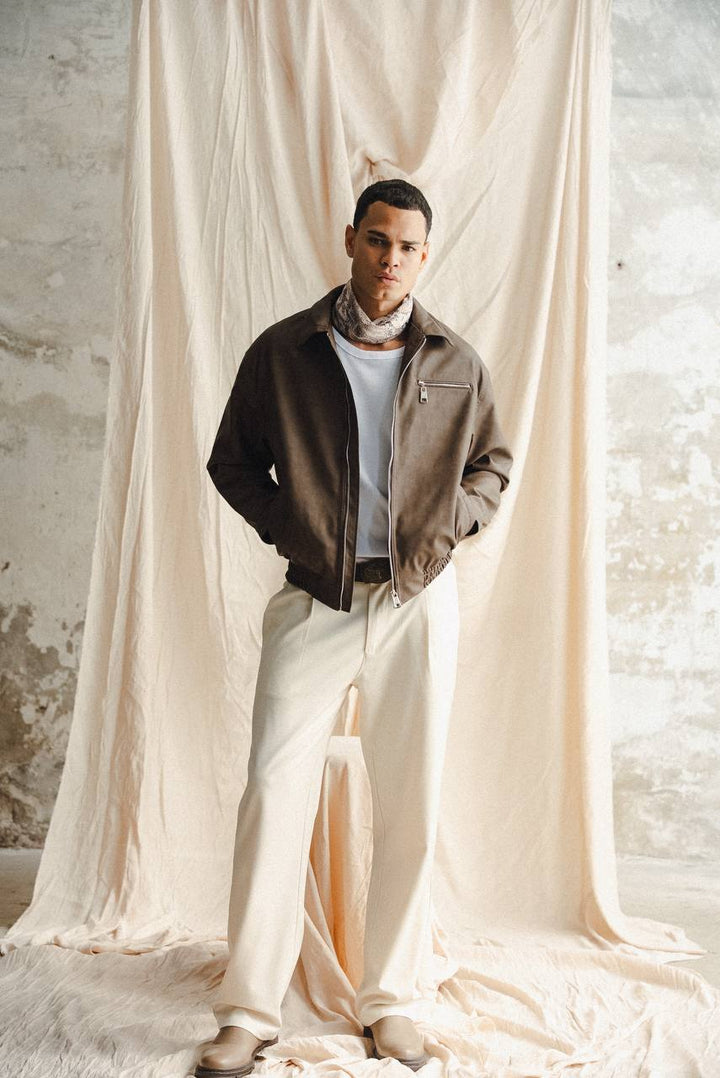 Retro Club Bomber Jacket in Brown