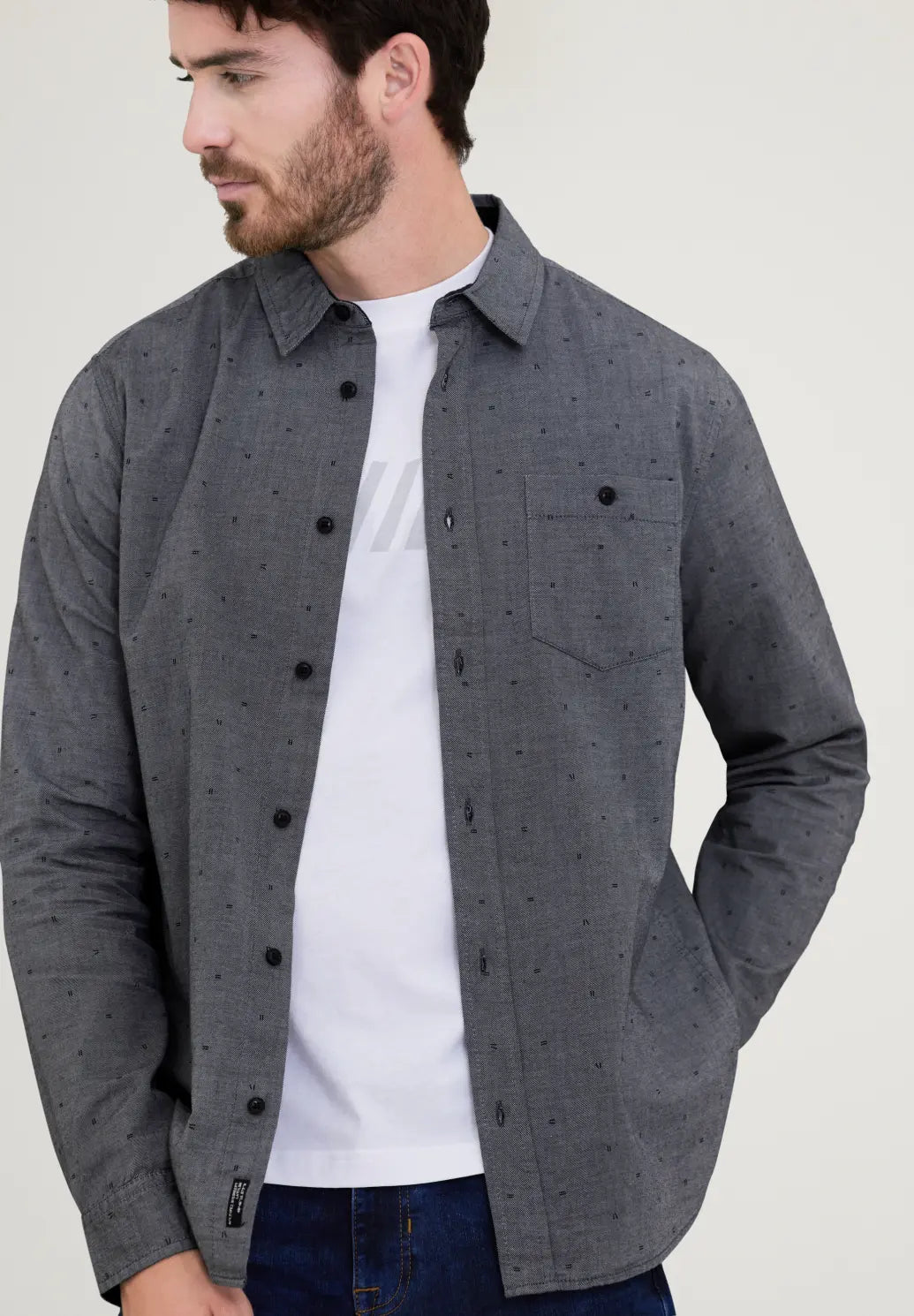 Street one twill minimal print shirt gray