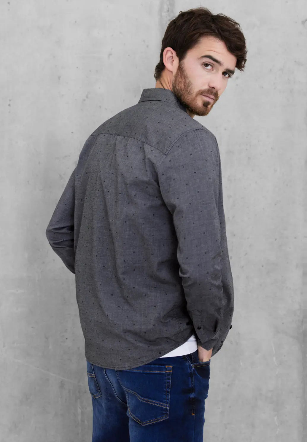 Street one twill minimal print shirt gray