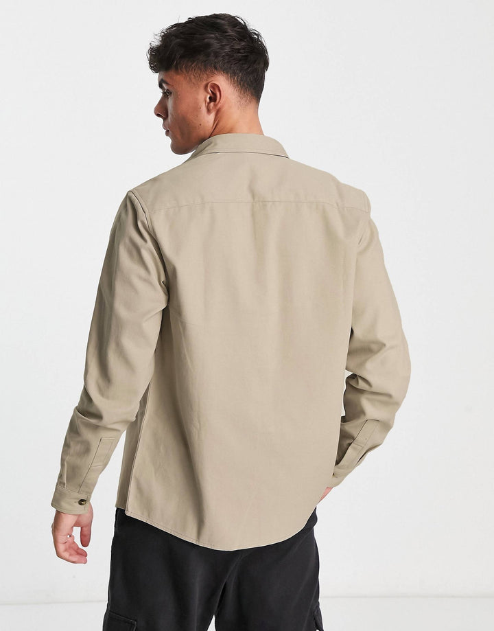 ASOS DESIGN cotton shacket in light beige