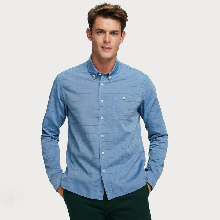 Straight Up patterned oxford shirt in light blue