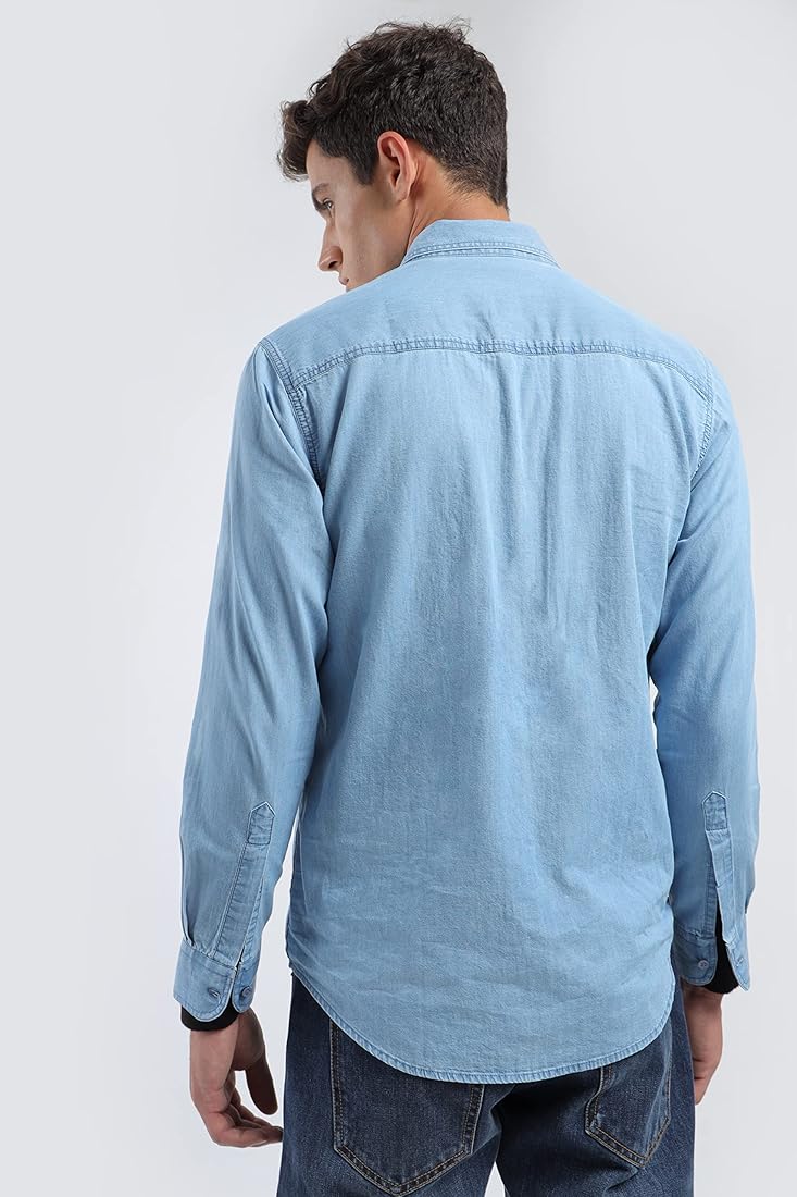 Lightweight denim shacket in blue