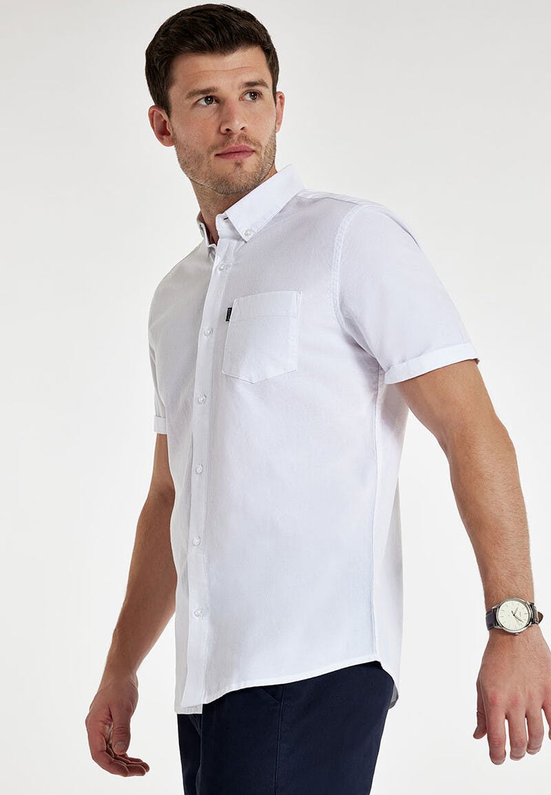 Peacocks Men White Short Sleeve Oxford Shirt