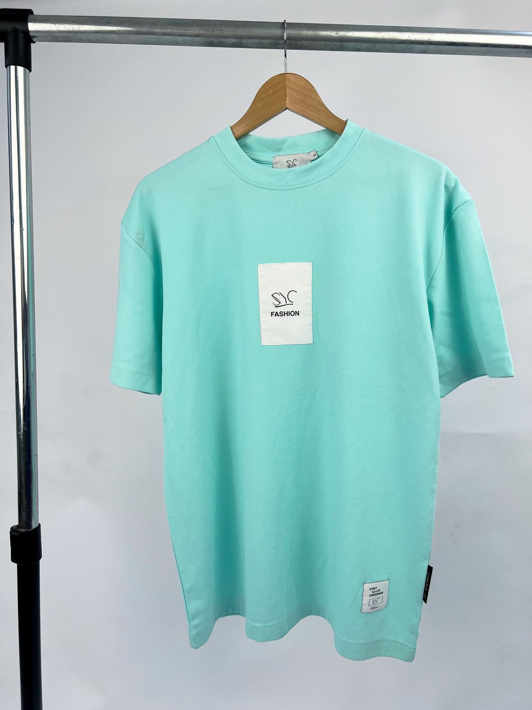 SYC collection fashion block t-shirt in teal blue