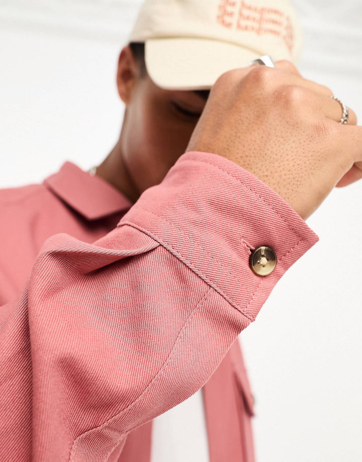 ASOS DESIGN cotton shacket in dusty pink