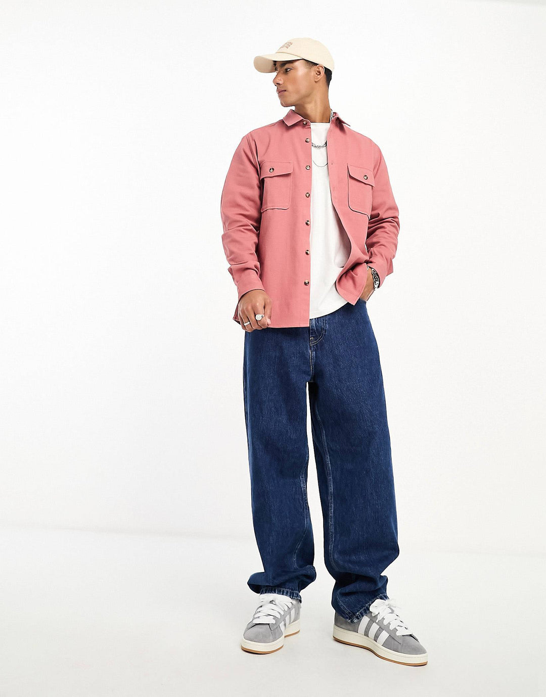 ASOS DESIGN cotton shacket in dusty pink