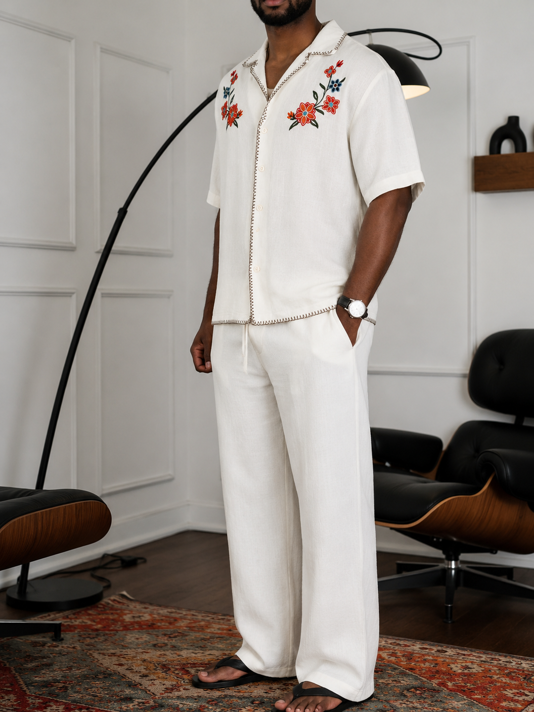 Narcos Floral Contrast Set in White