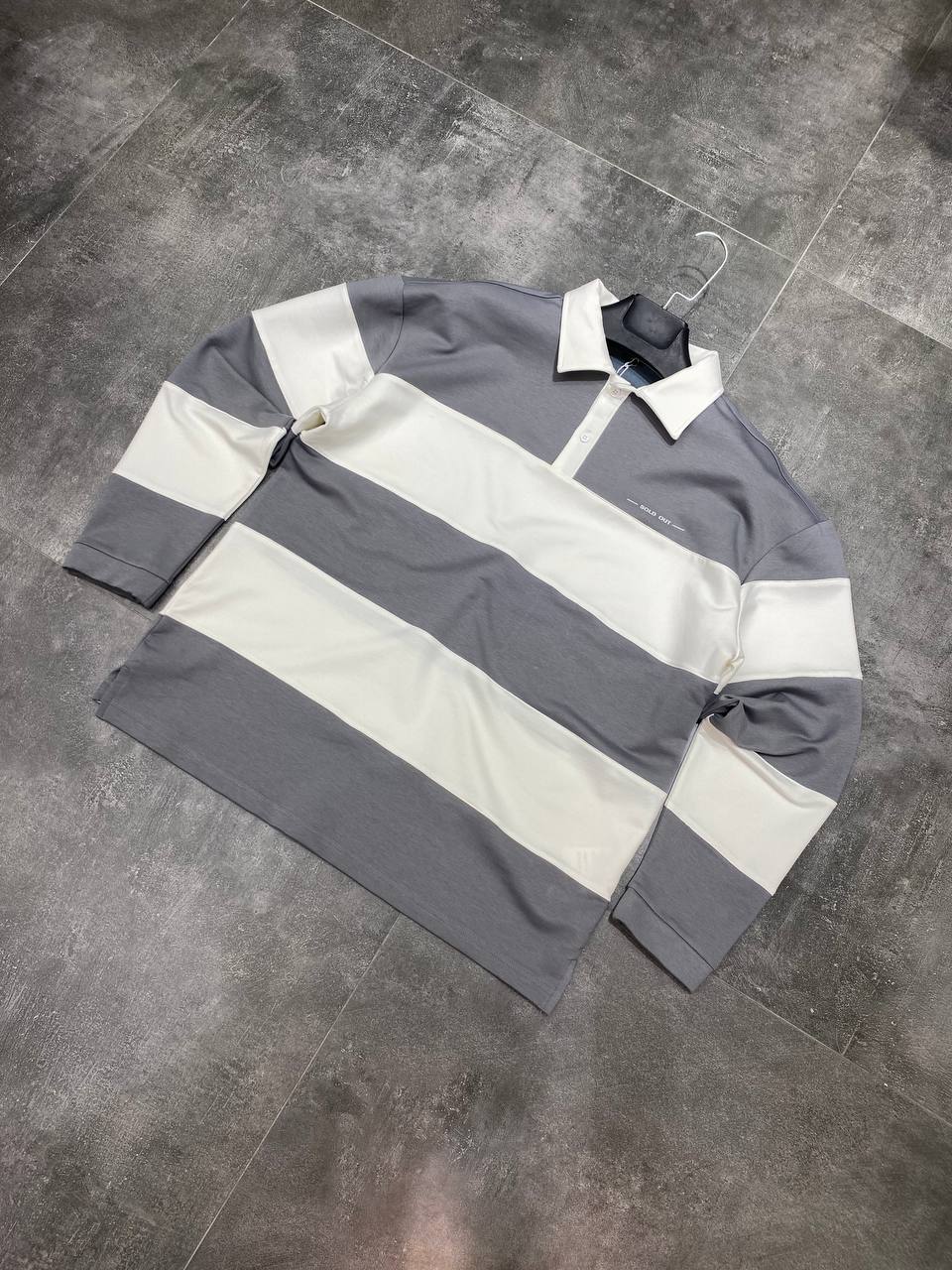 Spruce polo longsleeve in grey and white