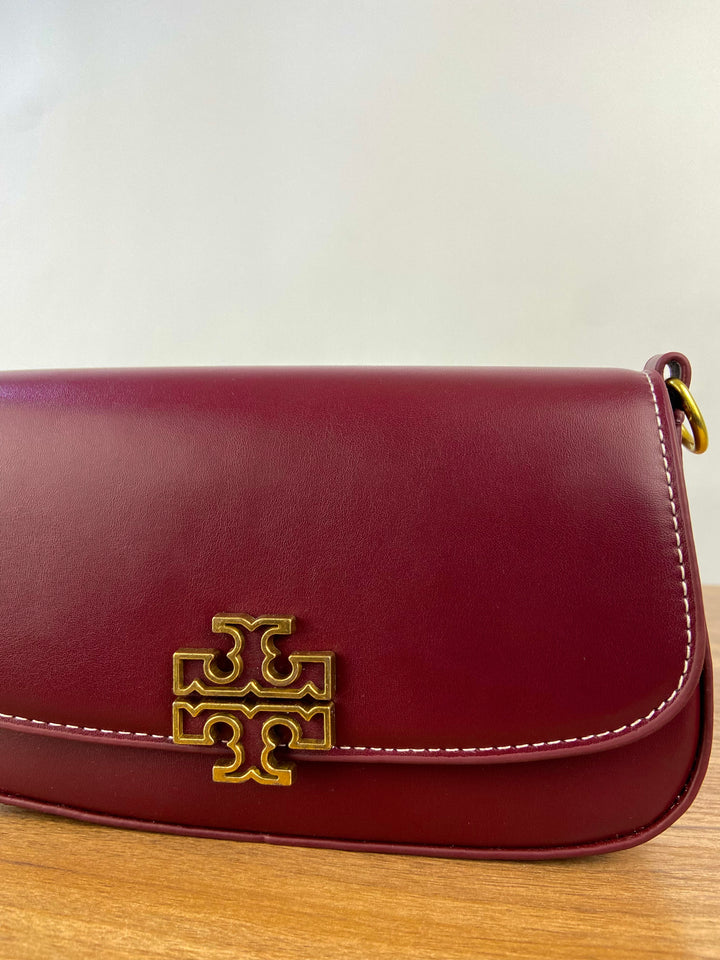 Eleanor convertible shoulder bag in burgundy