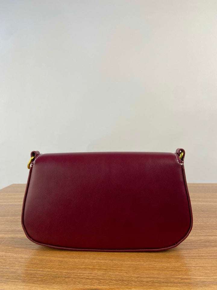 Eleanor convertible shoulder bag in burgundy