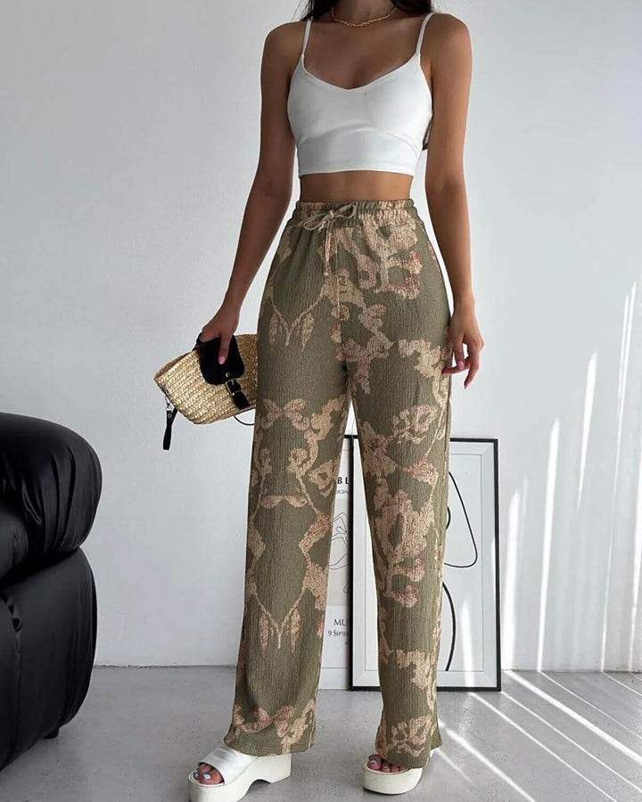 Pucka floral loose pants in green