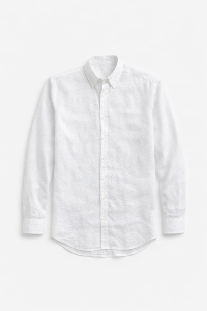 Vamos 100% Linen Oxford Shirt in white