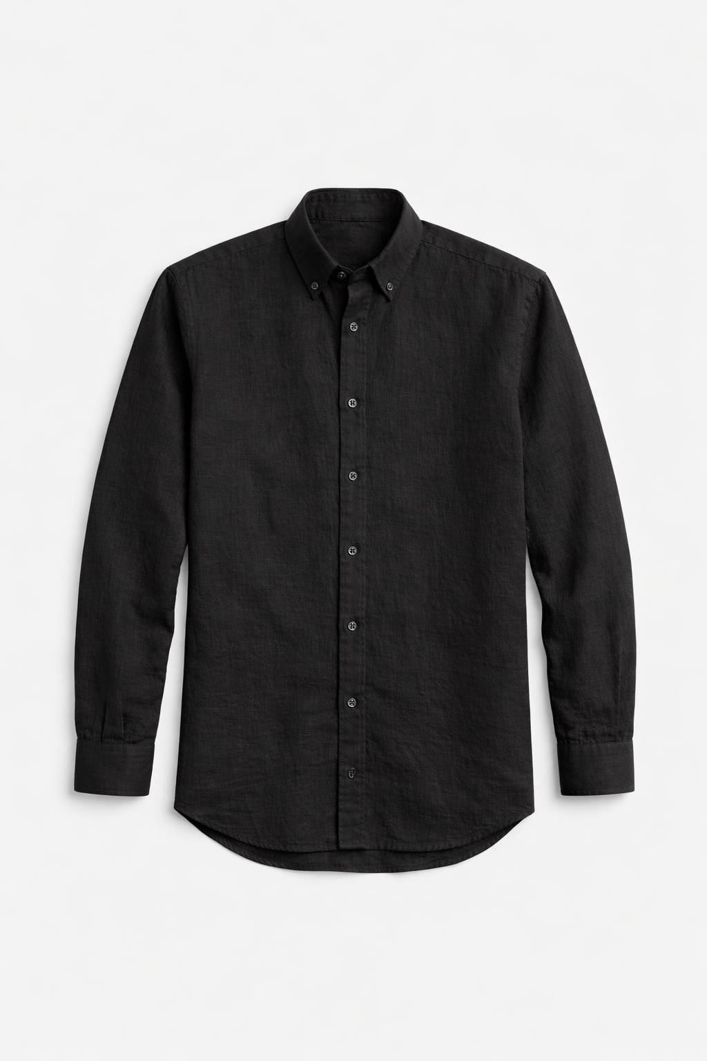 Vamos 100% Linen Oxford Shirt in black