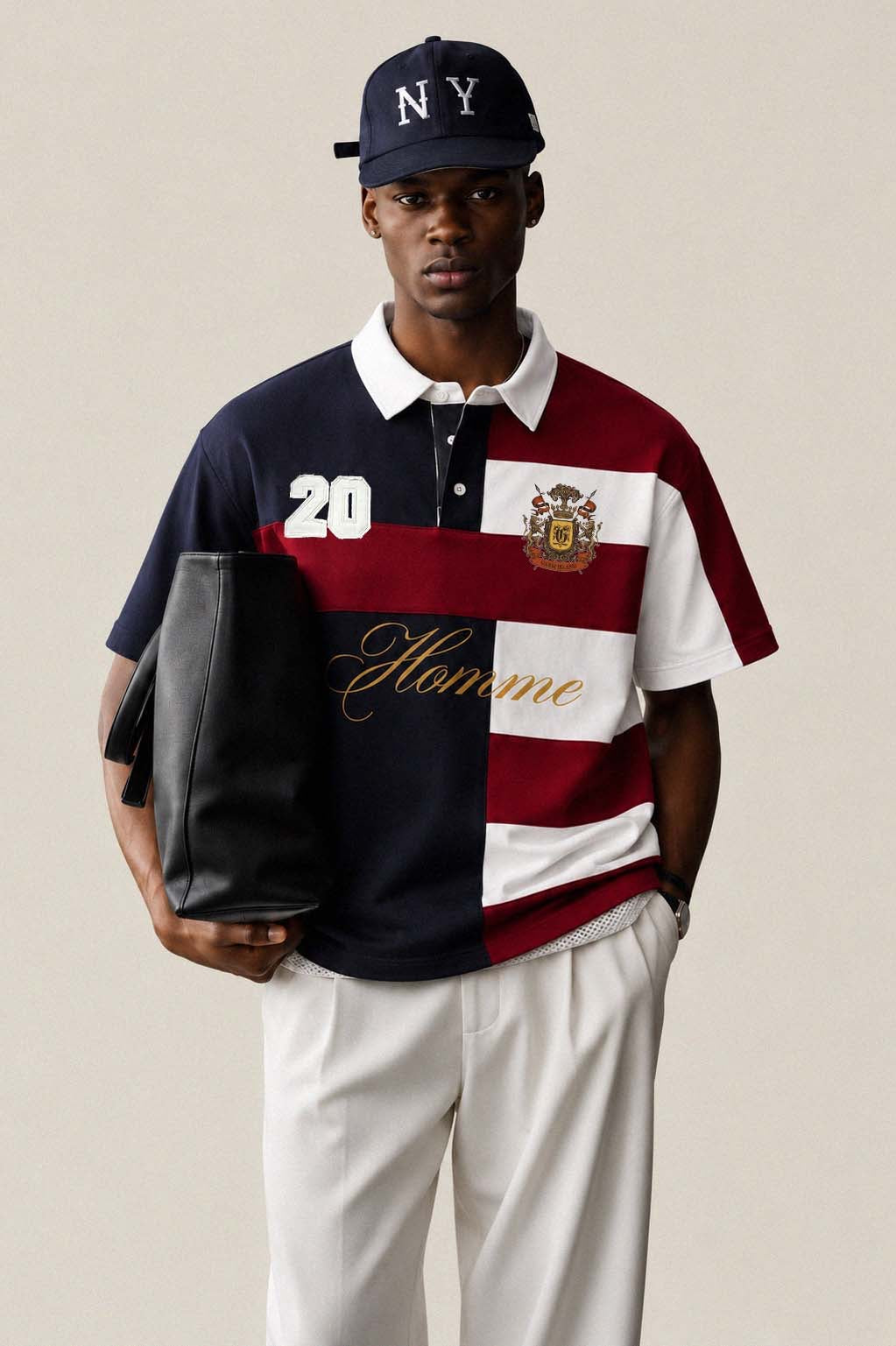 Garm Island Homme Embroidered Rugby Polo T-shirt in Red