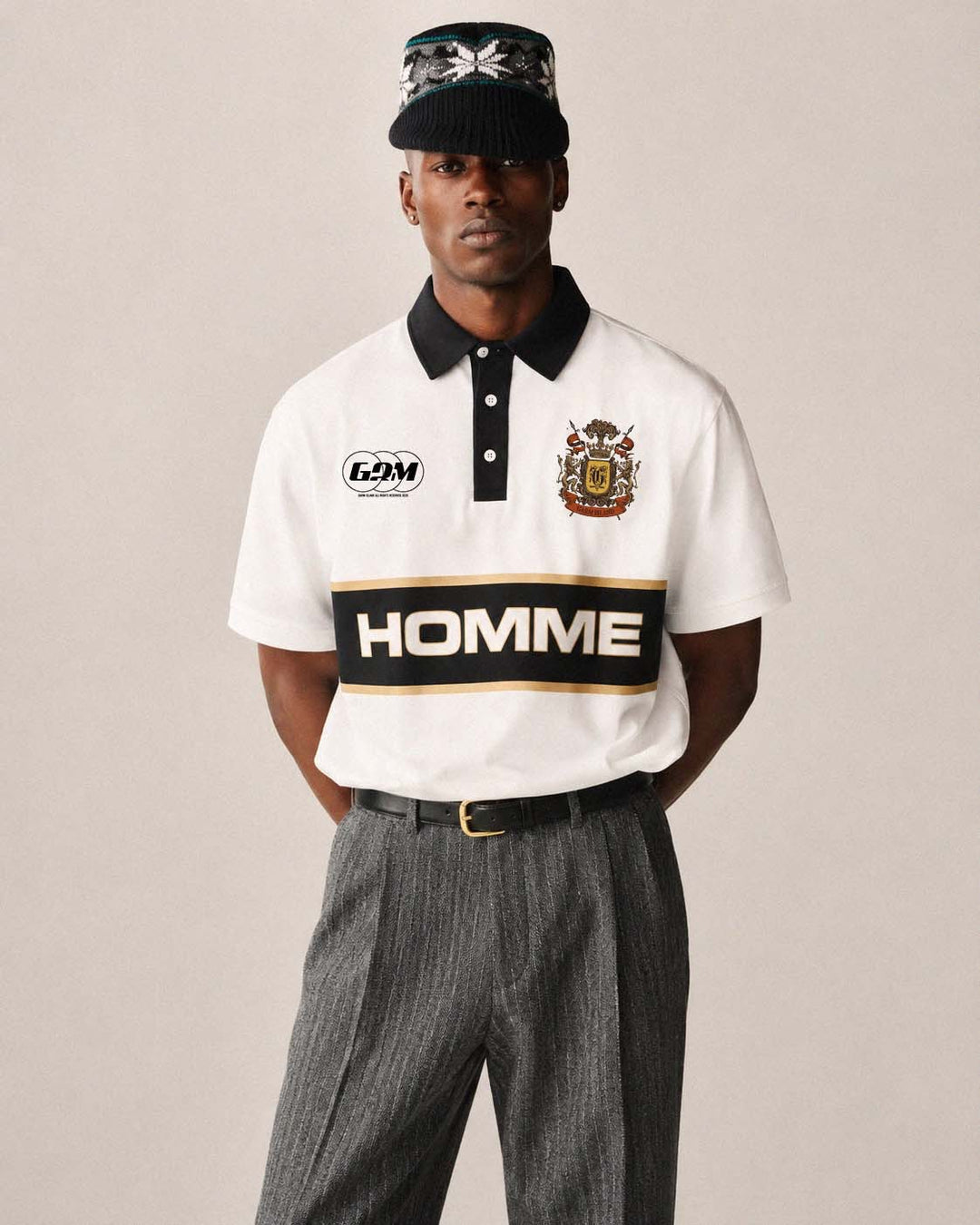 Garm Island Homme Embroidered Rugby Polo T-shirt in White