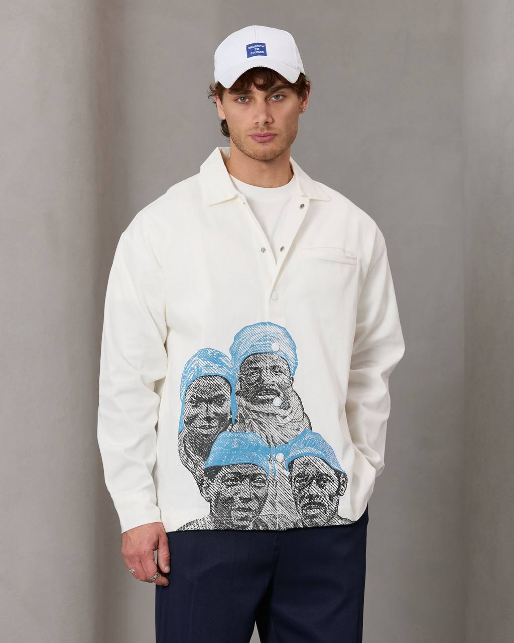 2morrow Tribal Button Up Oversized Jacket in White