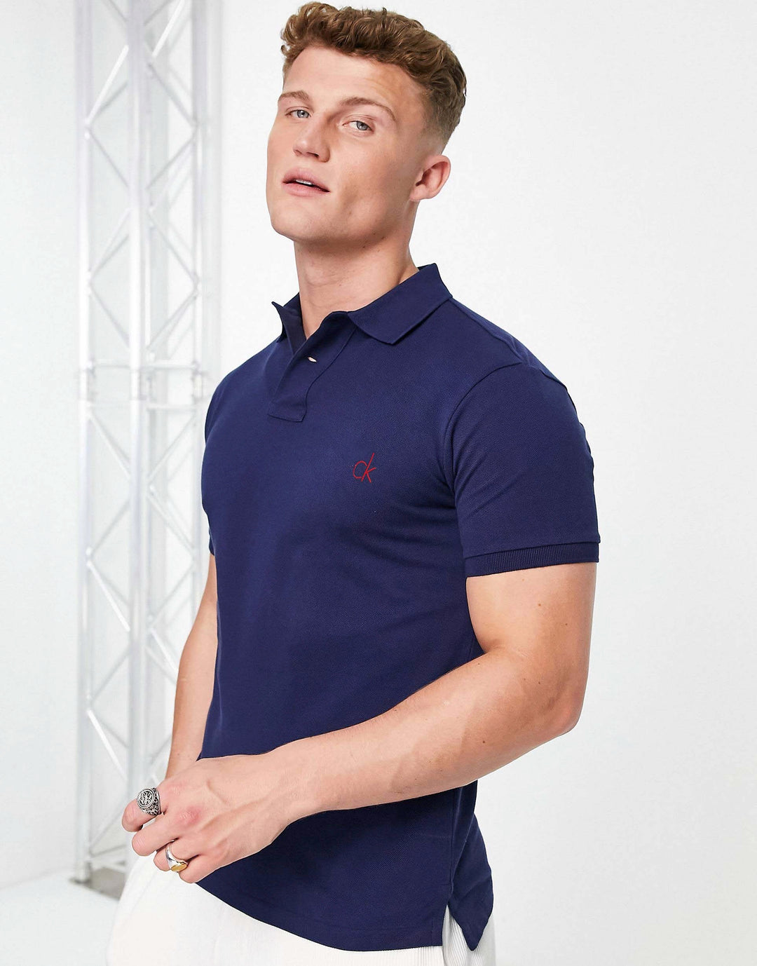 Calvin Klein slim fit polo shirt in blue