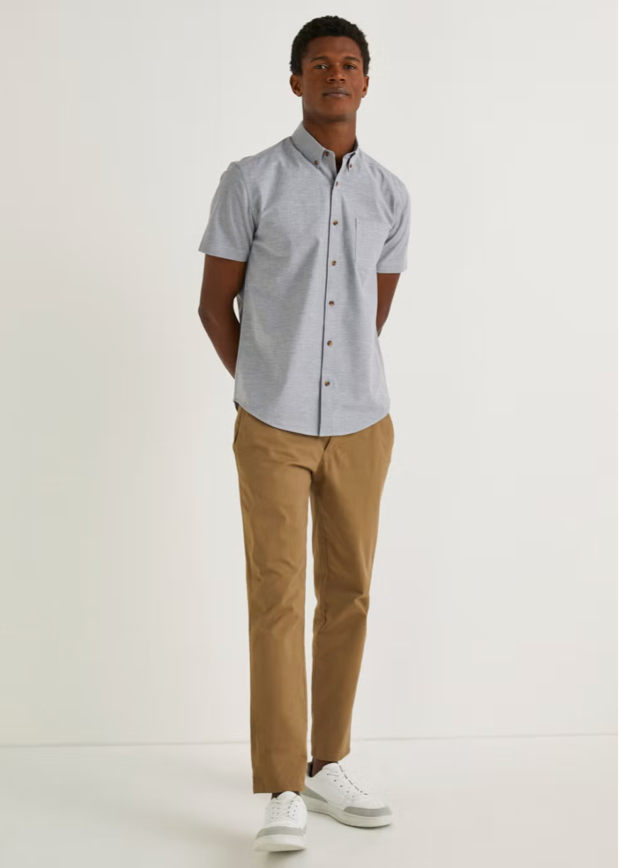 Easy Grey Short Sleeve Oxford Shirt