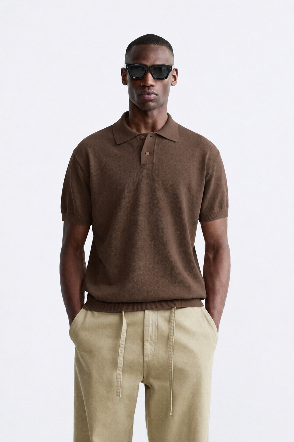 Garm Island Basic Knit Polo in Brown