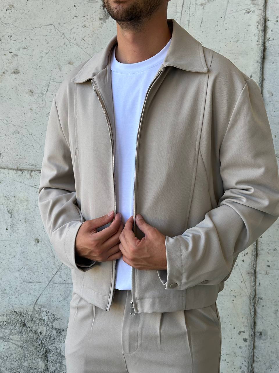 DIFRANSEL HARRINGTON BOXY SET IN BEIGE