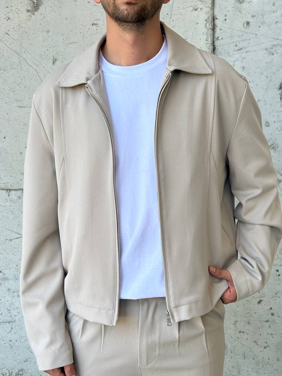 DIFRANSEL HARRINGTON BOXY SET IN BEIGE