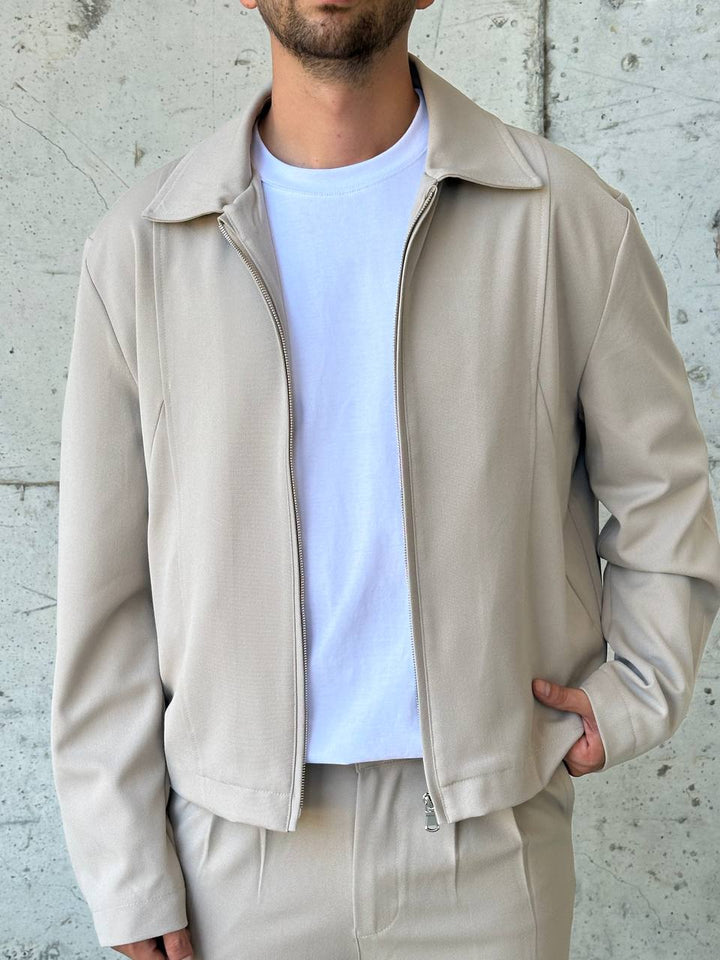 DIFRANSEL HARRINGTON BOXY SET IN BEIGE