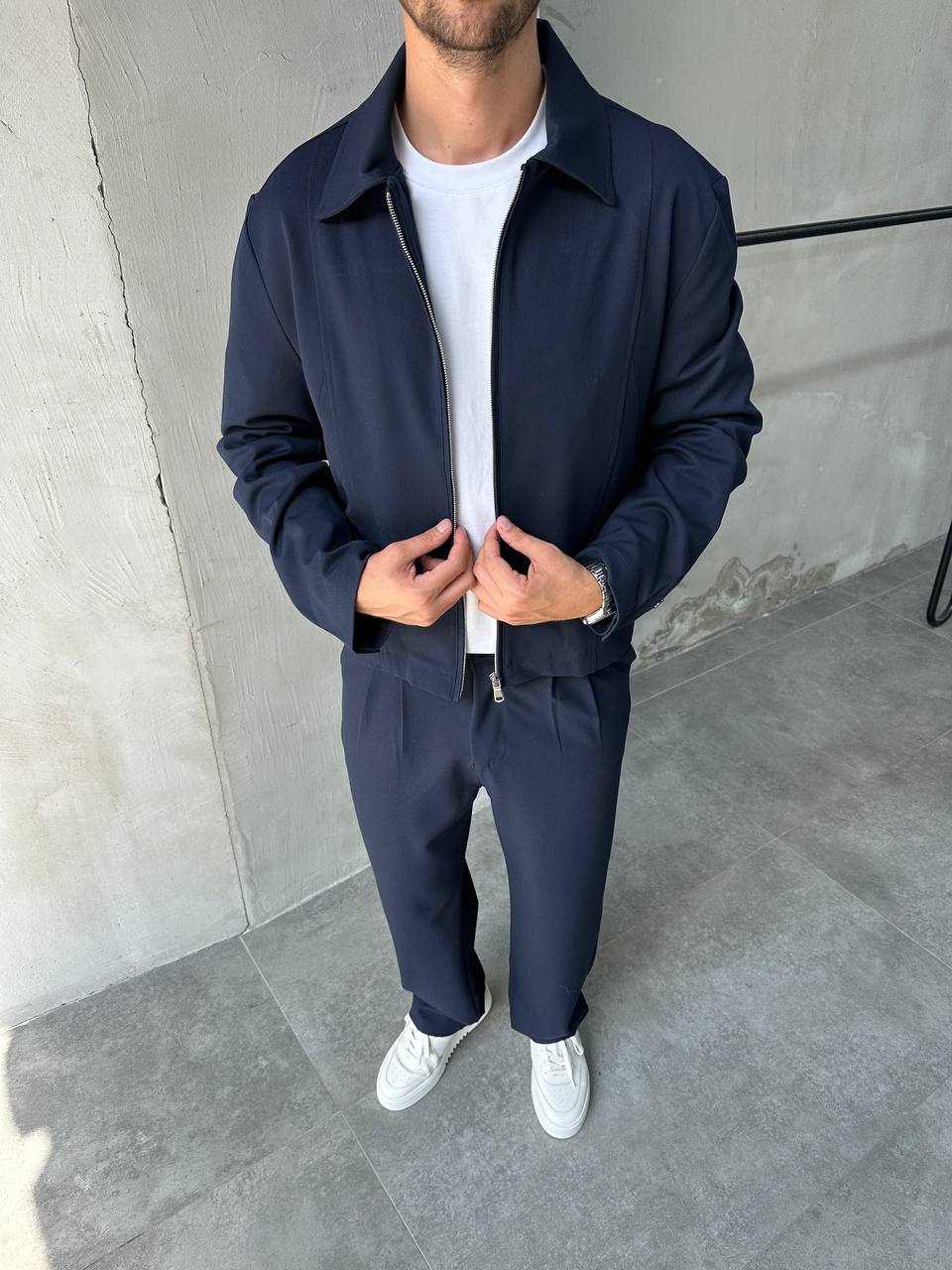 DIFRANSEL HARRINGTON BOXY SET IN NAVY