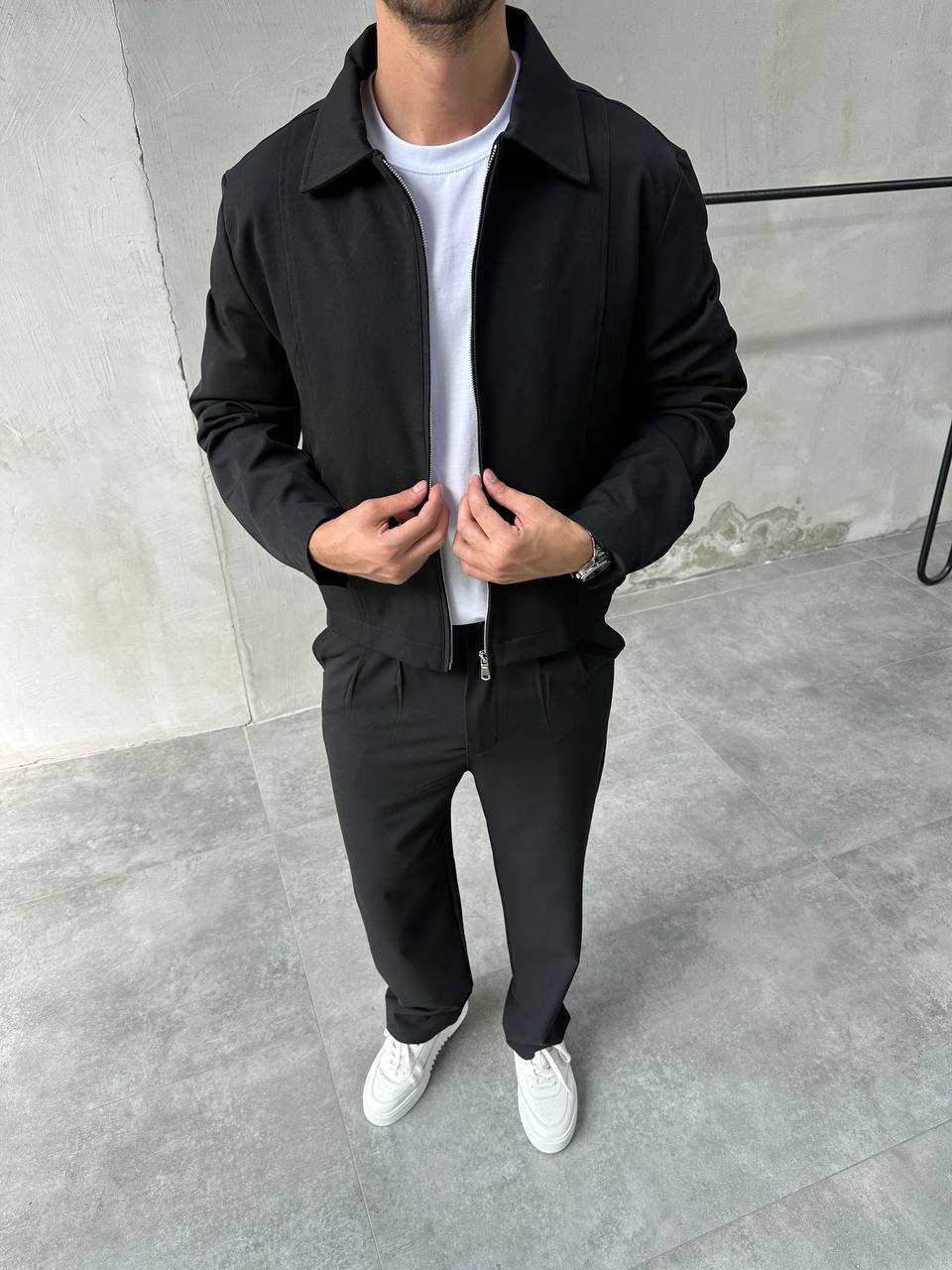 DIFRANSEL HARRINGTON BOXY SET IN BLACK