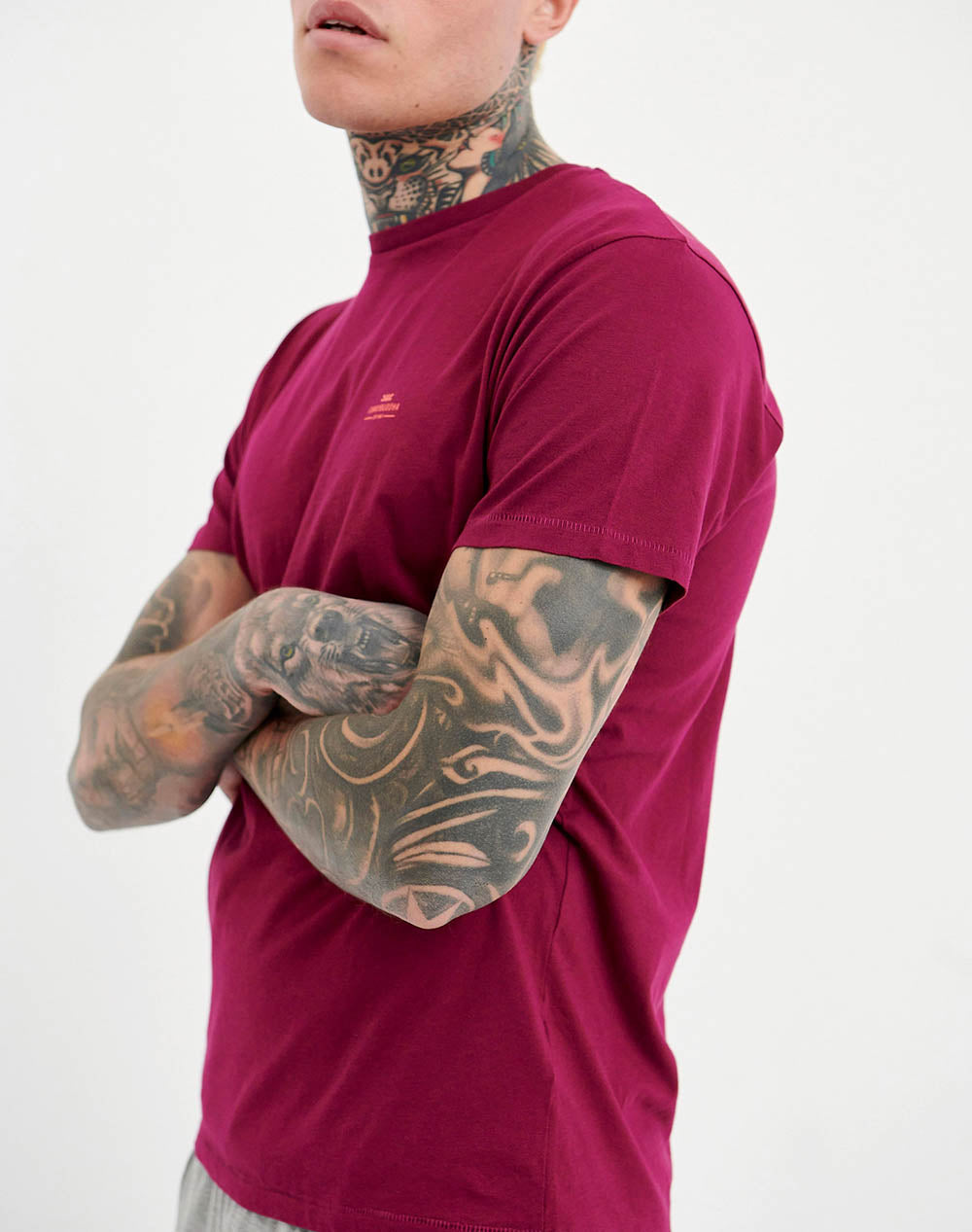 FUNKY BUDDHA Essential cotton crew neck t-shirt burgundy