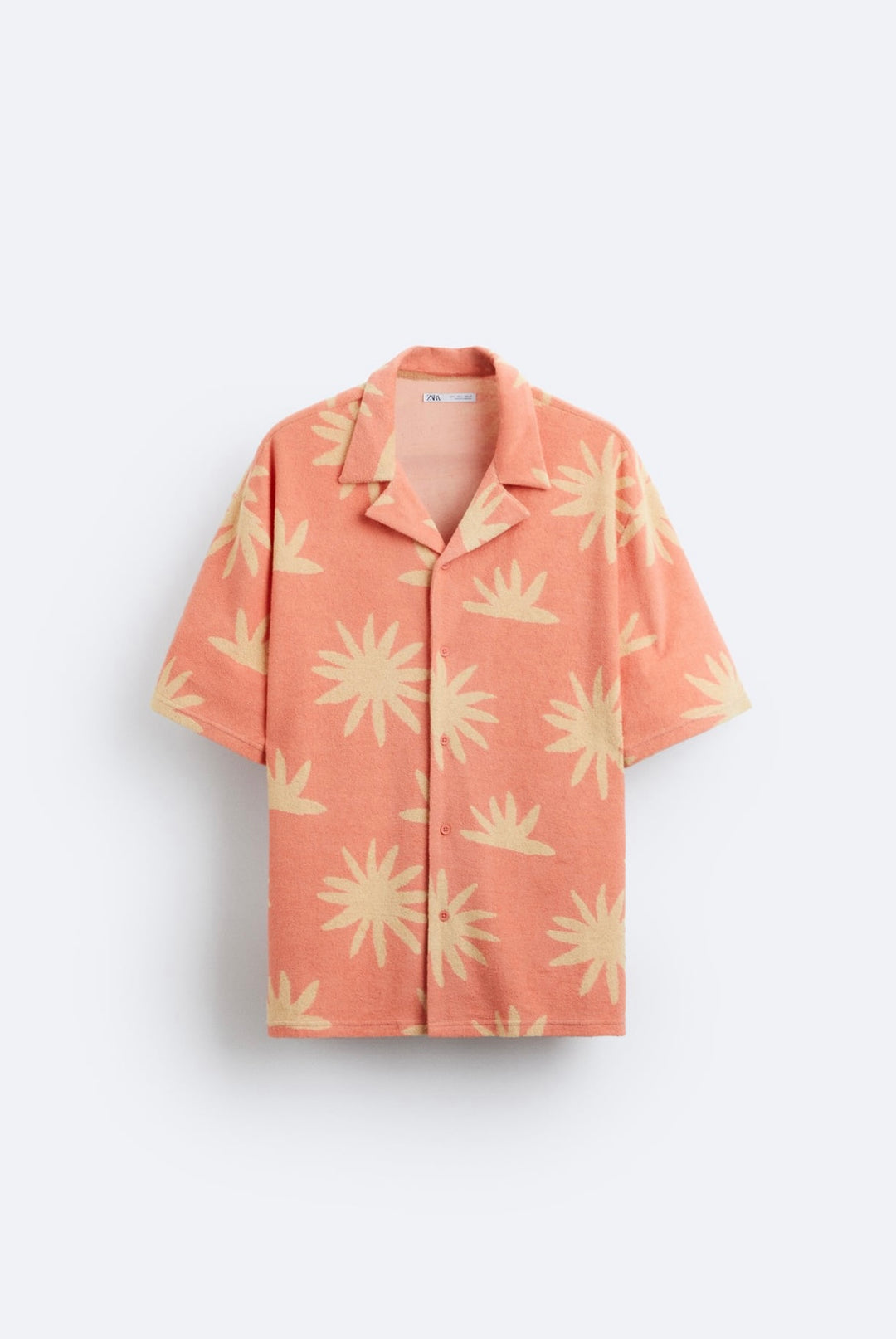 ZARA FLORAL JACQUARD TOWELLING SHIRT SALMON