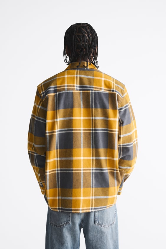 ZARA CHECK FLANNEL SHIRT MUSTARD