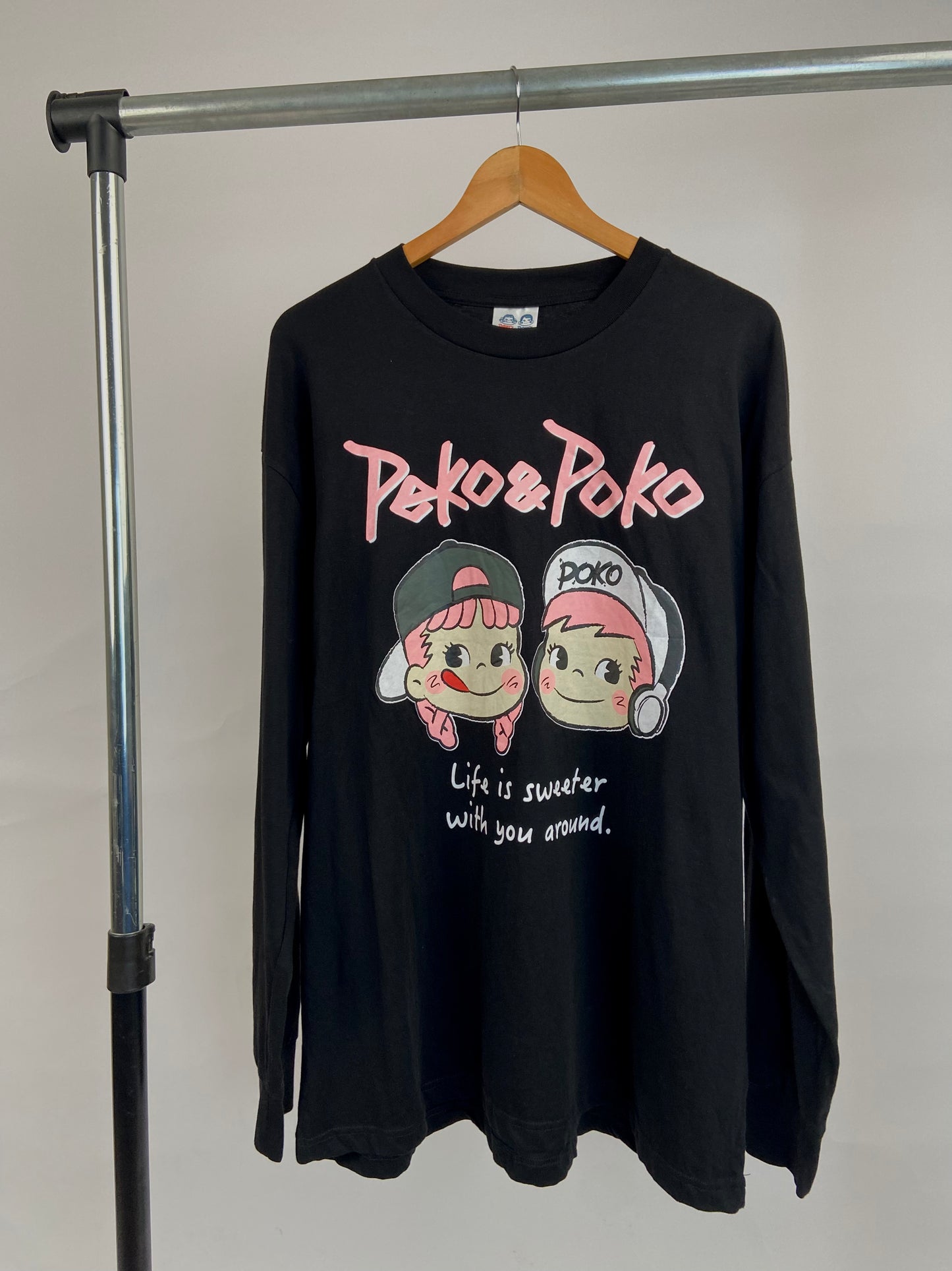 Peko & Poko graphic long sleeve t-shirt in black