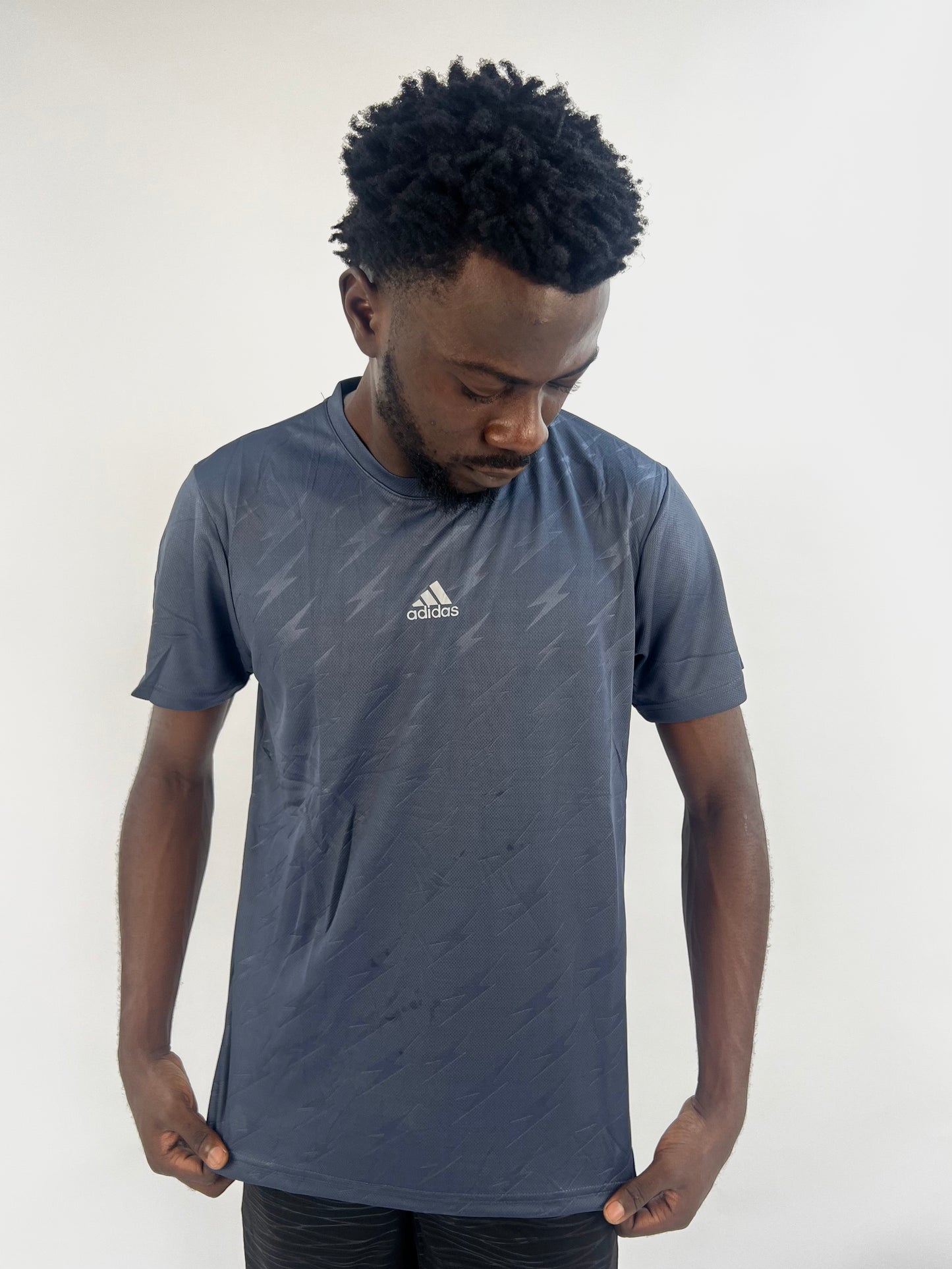 Adidas lightning print sports t-shirt in grey