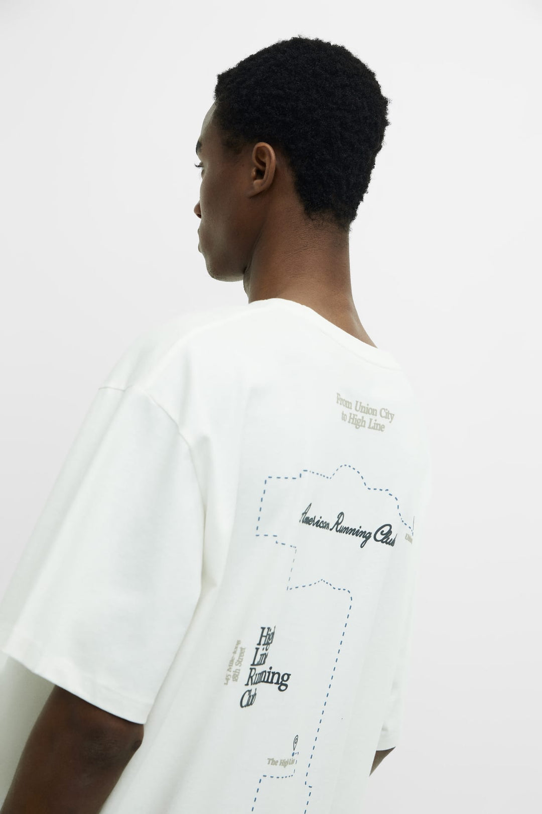 Pull&Bear short sleeve New York map t-shirt in white