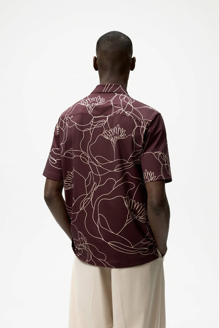 Zara Printed Stretch shirt in Maroon